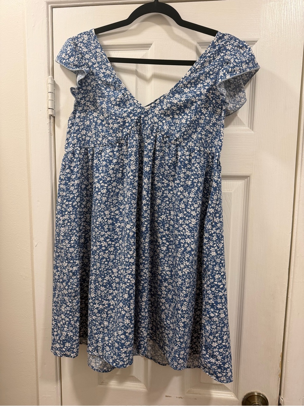 Women’s Blue Floral V-Neck Summer Dress